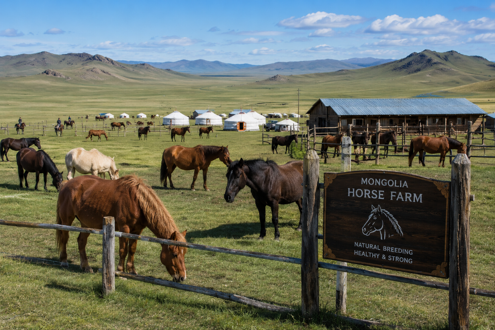 Ladang kuda Mongolia — ragutan semula jadi
